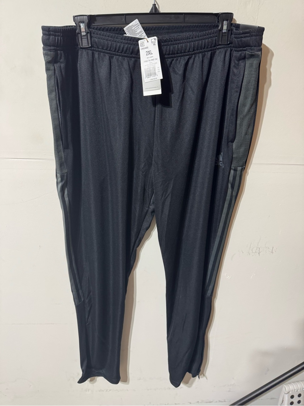 adidas Black Track Joggers with Grey Stripe Accents